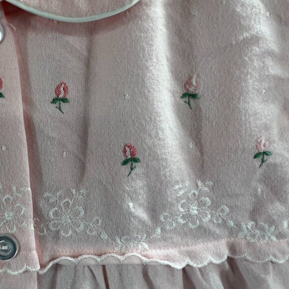 Vintage Carole Womens Robe‎ Medium Pink Embroidered Button Front Long Sleeve - Picture 4 of 9